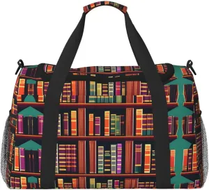 Library Bookshelf print Carry on Bag Underseat Personal Item Bag Travel Duffel Bag Gym Carry On Sports Bag
