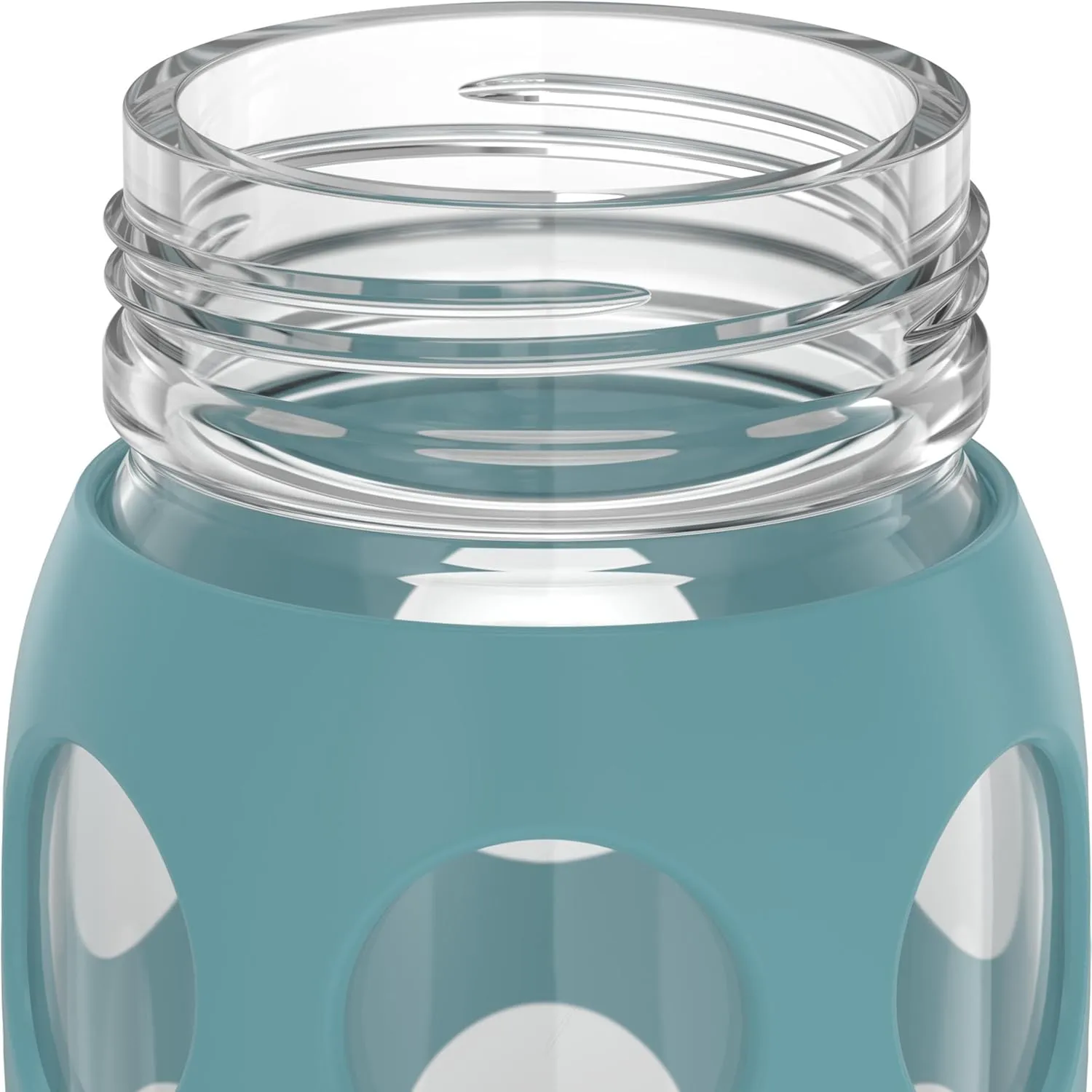 Lifefactory 22-Ounce Glass Water Bottle with Pivot Straw Cap and Protective Silicone Sleeve, Aqua Teal