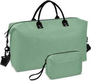 Light Green Travel Duffel Bag with Toiletry Bag Weekender Bag for Carry on Sports Gym Bag for Maternity Mommy Hospital