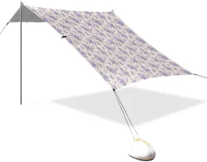 Light Purple Lilac Flowers Beach Cabana UPF50 Water-Resistant Large Sun Shelter with Sandbags, Sand Shovel, Poles for Camping, Picnics, Backyard & Fishing