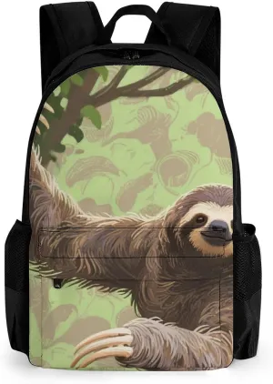 Lightweight Backpack for Gym Travel Bicycle - Big Capacity Multipurpose Anti-Theft Carry On Bag, Animals Sloth Art Travel Hiking Bag & Day Pack