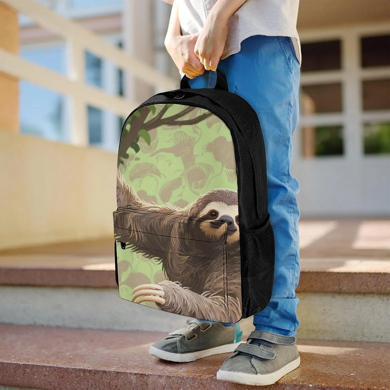 Lightweight Backpack for Gym Travel Bicycle - Big Capacity Multipurpose Anti-Theft Carry On Bag, Animals Sloth Art Travel Hiking Bag & Day Pack
