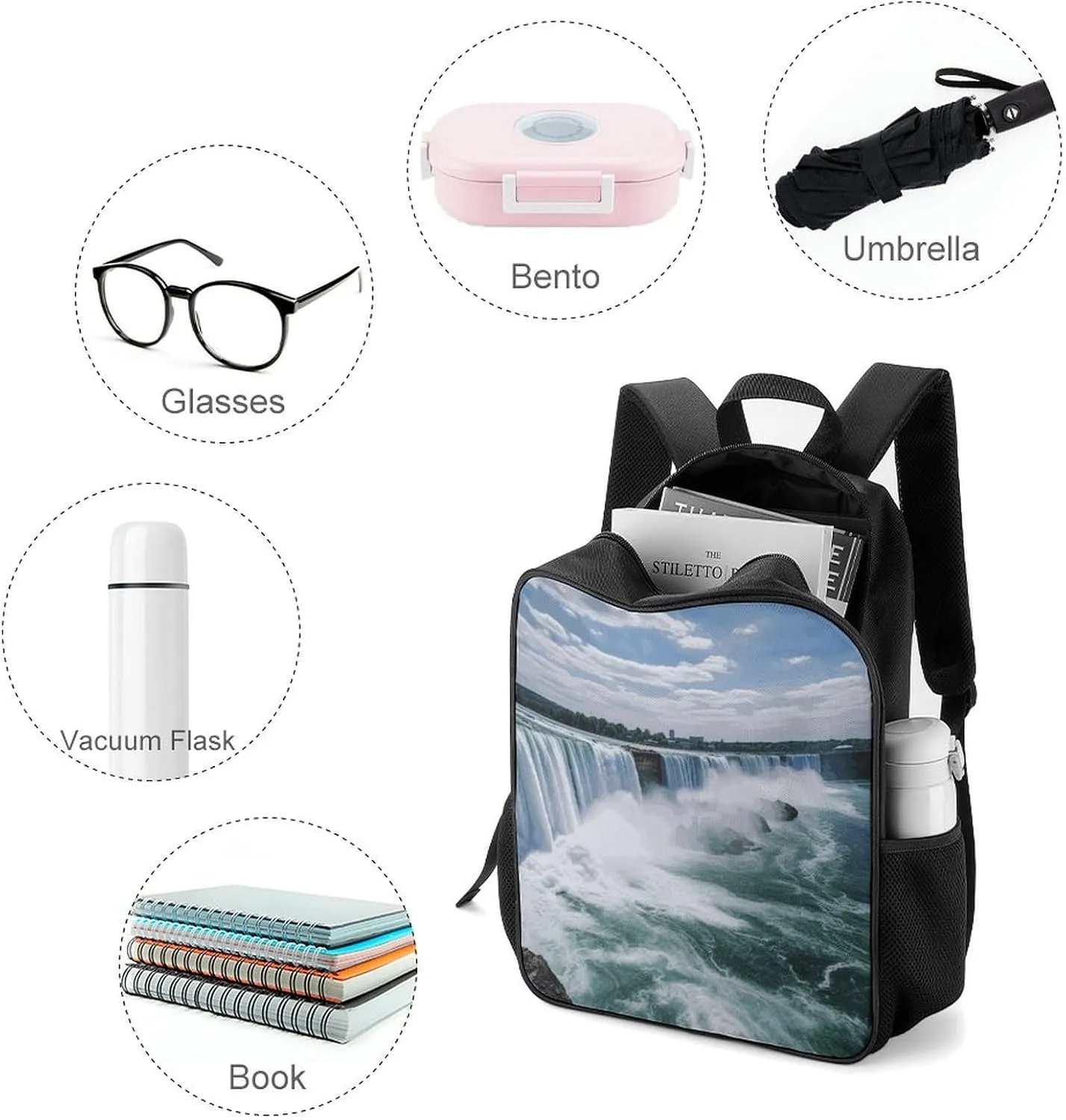 Lightweight Backpacks Cute Travel Bag Durable Niagara Falls Printing Small Travel Backpack For Women & Men
