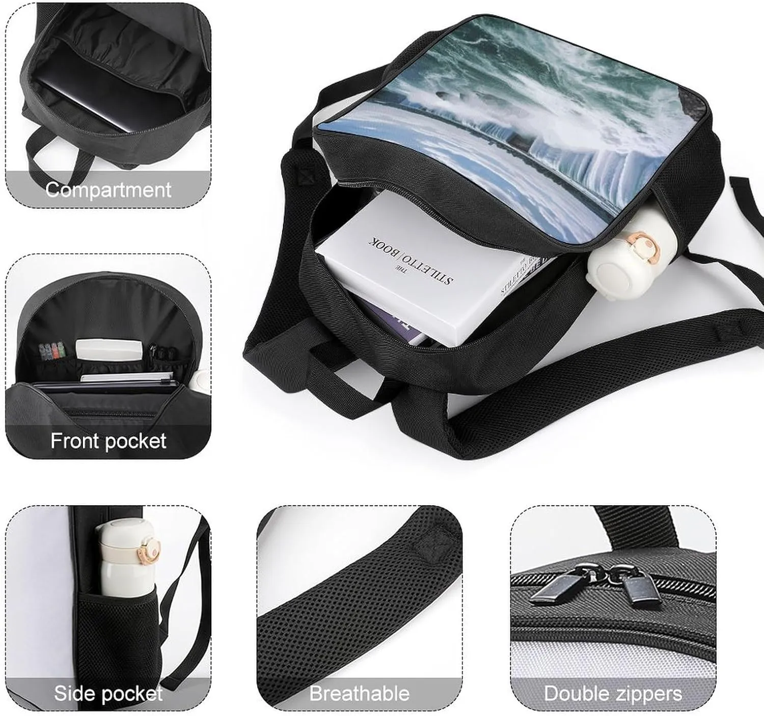 Lightweight Backpacks Cute Travel Bag Durable Niagara Falls Printing Small Travel Backpack For Women & Men