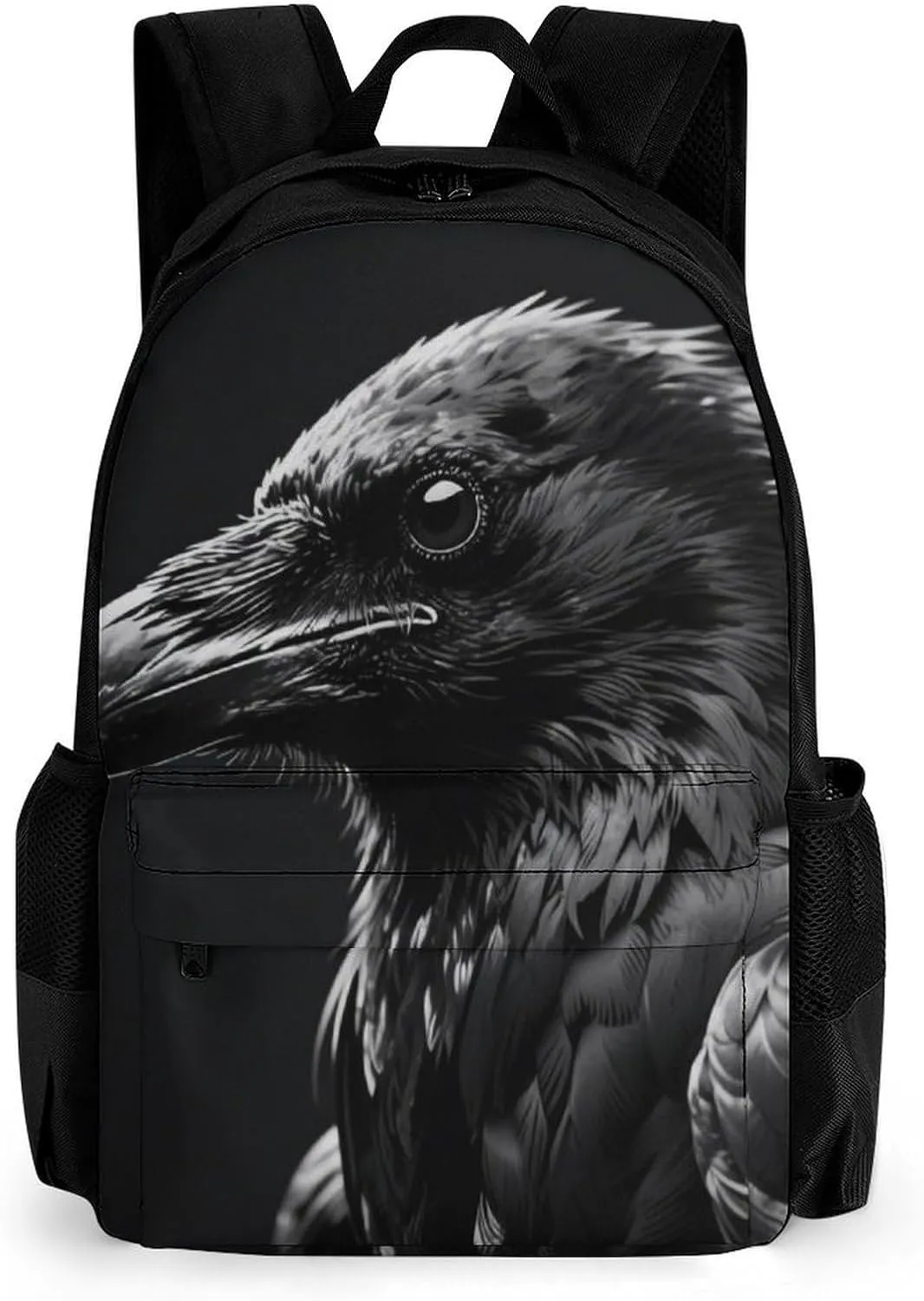 Lightweight Rucksacks for Camping Picnic Walking Cycling - Large Capacity Multipurpose Anti-Theft Carry On Bag, Black Crow Raven Bird Art Travel Hiking & Camping Rucksack
