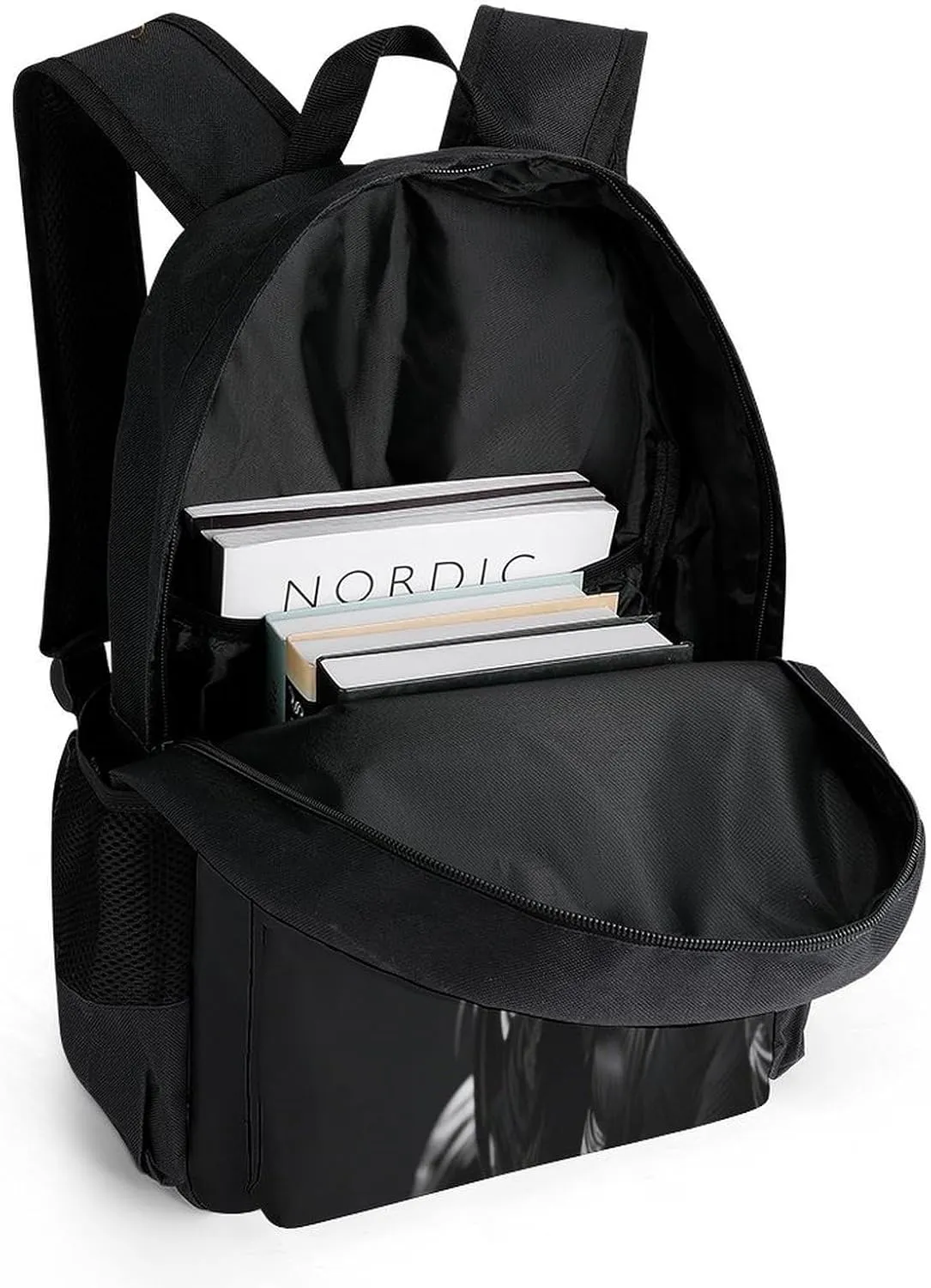 Lightweight Rucksacks for Camping Picnic Walking Cycling - Large Capacity Multipurpose Anti-Theft Carry On Bag, Black Crow Raven Bird Art Travel Hiking & Camping Rucksack