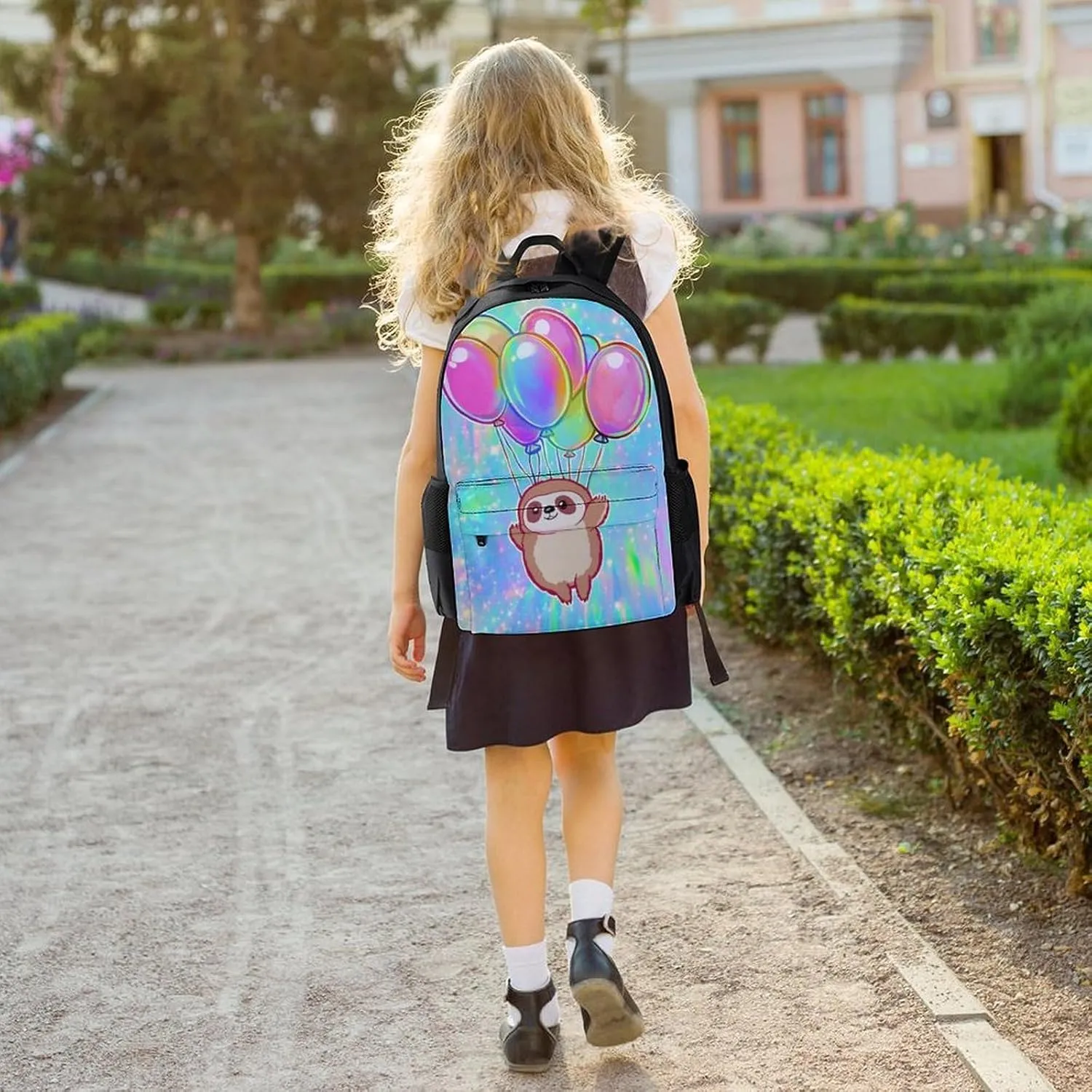 Lightweight Rucksacks for Climbing Outdoors Walking Cycling - Large Capacity Anti-Theft Multipurpose Carry On Bag, Balloon Sloth Rainbow Camping Outdoor Backpack