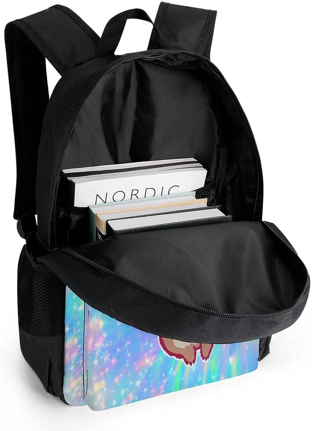 Lightweight Rucksacks for Climbing Outdoors Walking Cycling - Large Capacity Anti-Theft Multipurpose Carry On Bag, Balloon Sloth Rainbow Camping Outdoor Backpack
