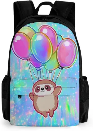 Lightweight Rucksacks for Climbing Outdoors Walking Cycling - Large Capacity Anti-Theft Multipurpose Carry On Bag, Balloon Sloth Rainbow Camping Outdoor Backpack