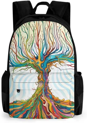 Lightweight Rucksacks for Climbing Outdoors Walking Cycling - Large Capacity Anti-Theft Multipurpose Carry On Bag, Funky Tree Art Camping Outdoor Backpack
