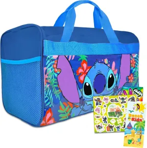 Lilo and Stitch Duffle Bag Set for Kids - 4 Pc Bundle with Stitch Luggage Carry On Suitcase Bag, Lilo and Stitch Stickers, Tattoos, and More | Stitch Travel Activity Set