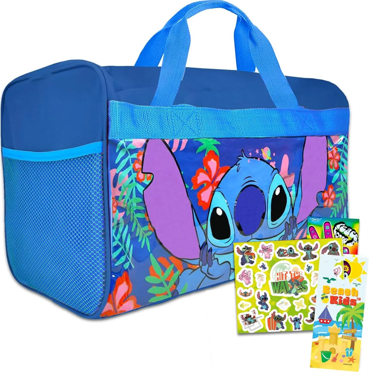 Lilo and Stitch Duffle Bag Set for Kids - 4 Pc Bundle with Stitch Luggage Carry On Suitcase Bag, Lilo and Stitch Stickers, Tattoos, and More | Stitch Travel Activity Set
