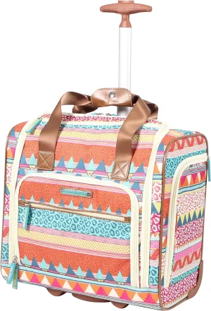 Lily Bloom Designer 15 Inch Carry On - Weekender Overnight Business Travel Luggage - Lightweight 2- Rolling Wheels Suitcase - Under Seat Rolling Bag for Women (On the Prowl)
