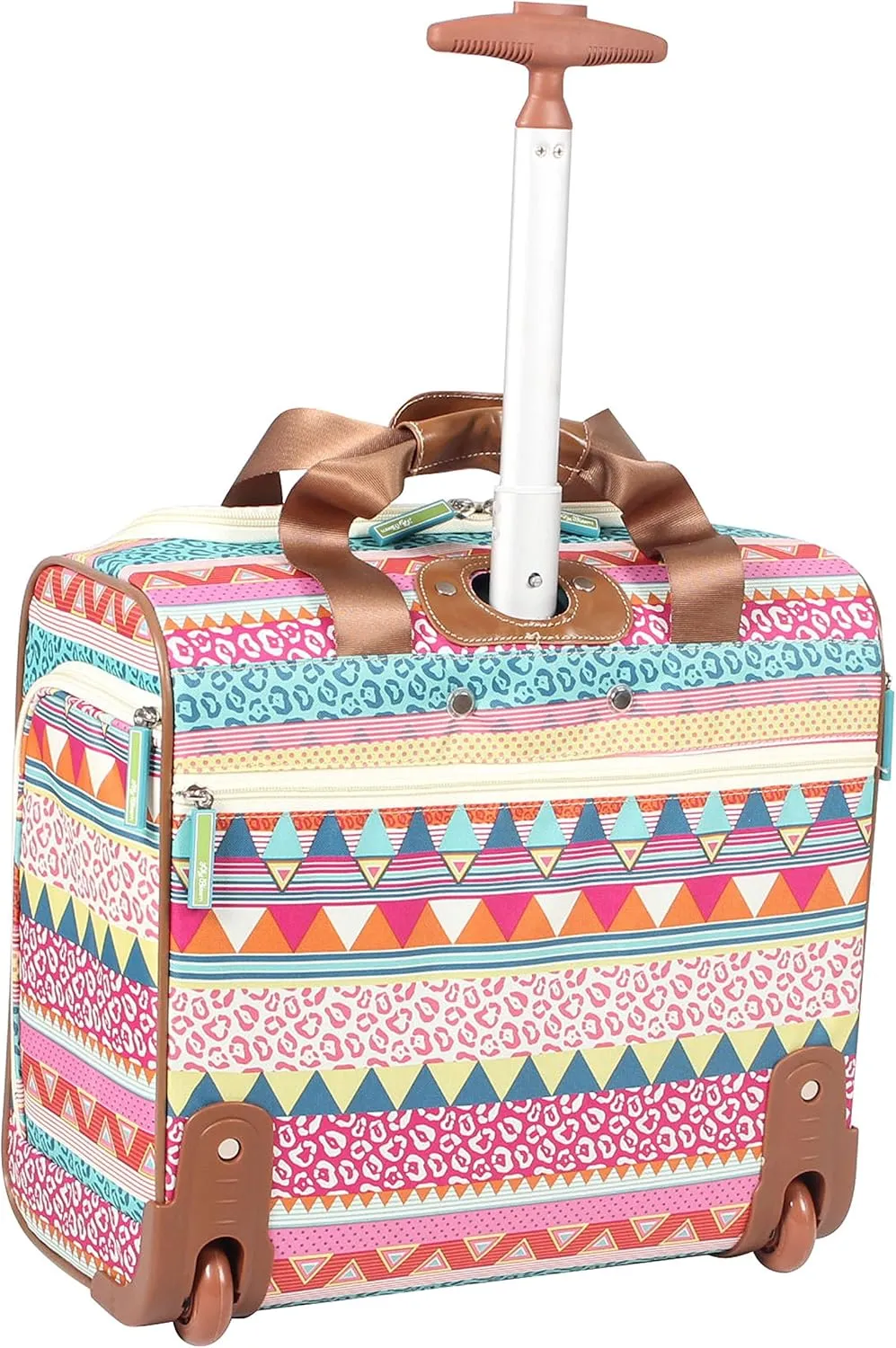Lily Bloom Designer 15 Inch Carry On - Weekender Overnight Business Travel Luggage - Lightweight 2- Rolling Wheels Suitcase - Under Seat Rolling Bag for Women (On the Prowl)