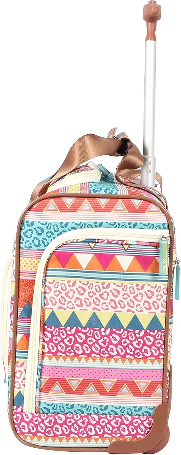 Lily Bloom Designer 15 Inch Carry On - Weekender Overnight Business Travel Luggage - Lightweight 2- Rolling Wheels Suitcase - Under Seat Rolling Bag for Women (On the Prowl)