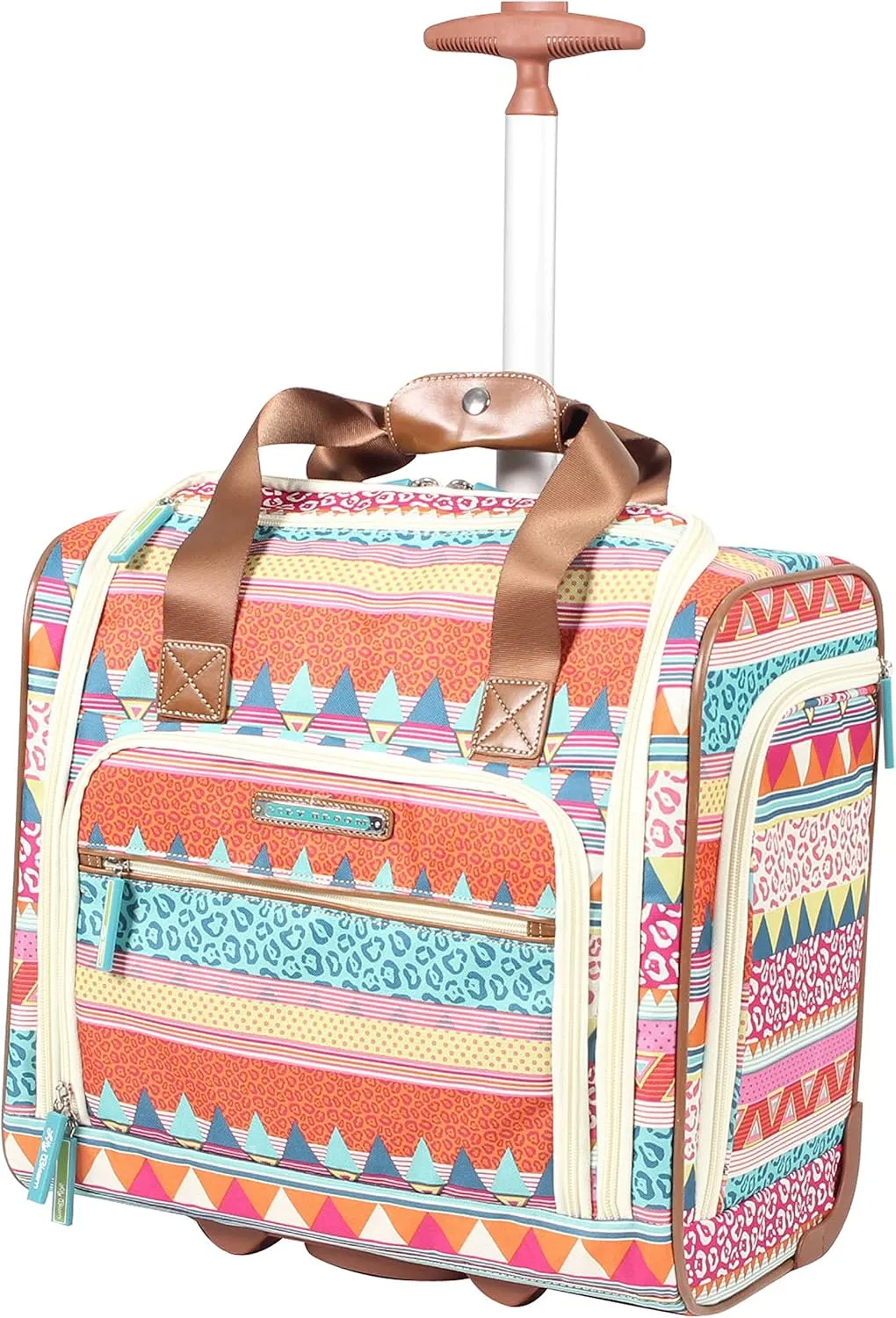 Lily Bloom Designer 15 Inch Carry On - Weekender Overnight Business Travel Luggage - Lightweight 2- Rolling Wheels Suitcase - Under Seat Rolling Bag for Women (On the Prowl)
