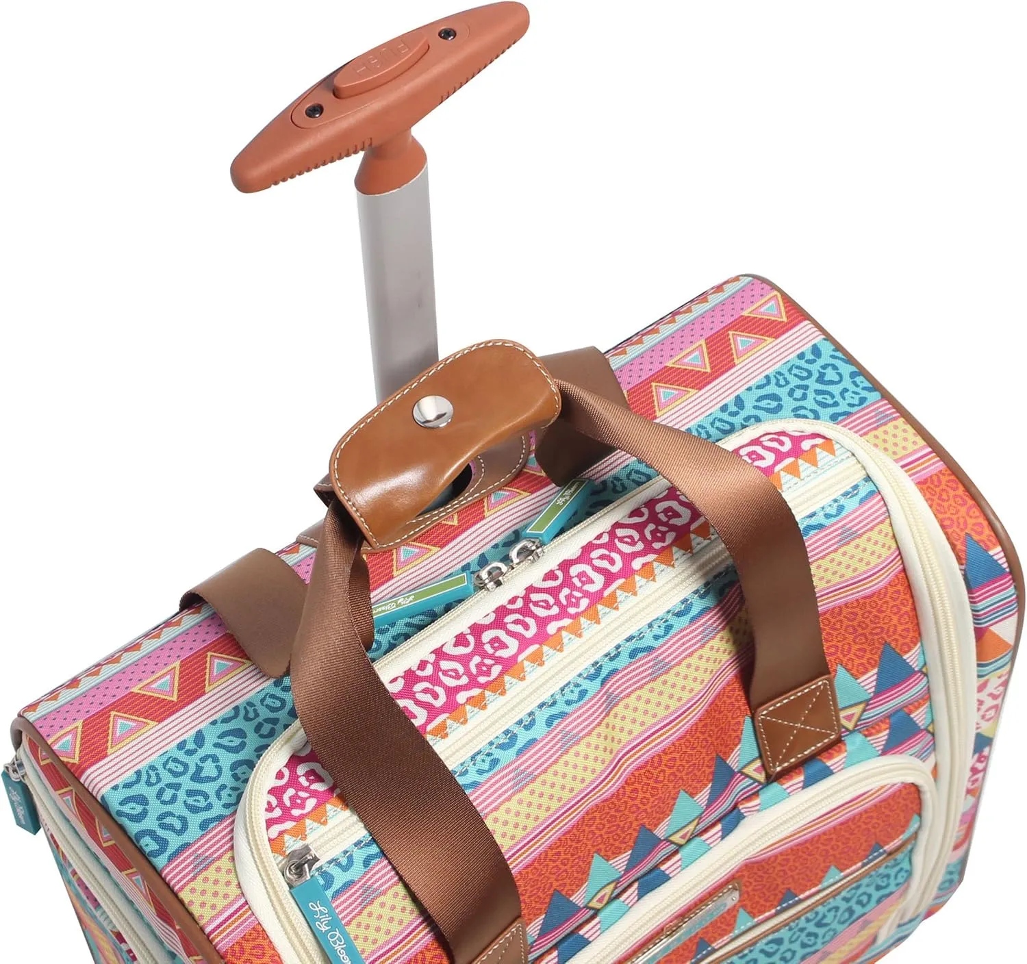 Lily Bloom Designer 15 Inch Carry On - Weekender Overnight Business Travel Luggage - Lightweight 2- Rolling Wheels Suitcase - Under Seat Rolling Bag for Women (On the Prowl)