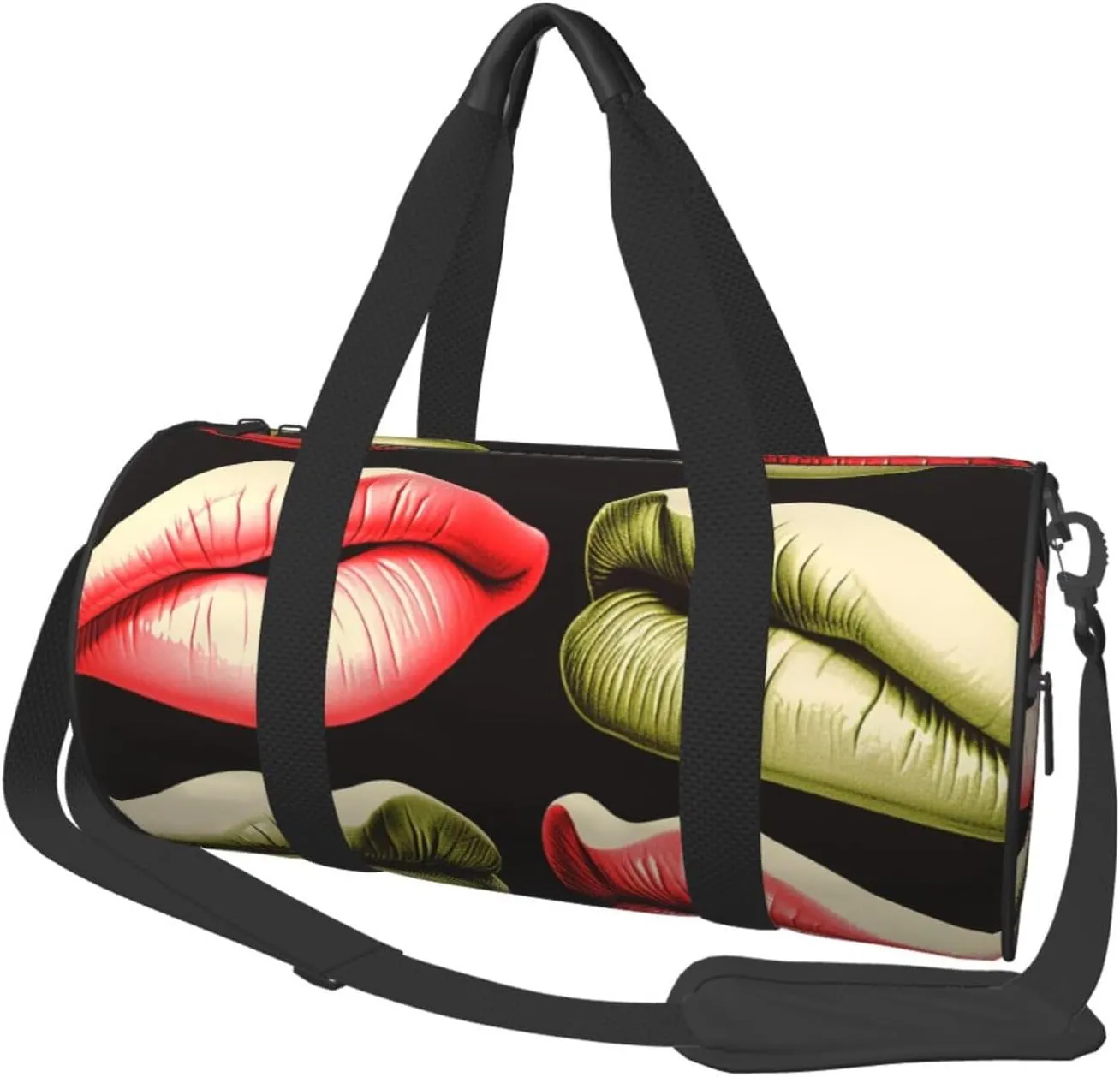 Lips Love Travel Duffle Bag Carry On Weekender Overnight Bag Sport Gym Bag for Women Men Foldable Travel Duffle Round Duffle Bag for Travel Sports Gym