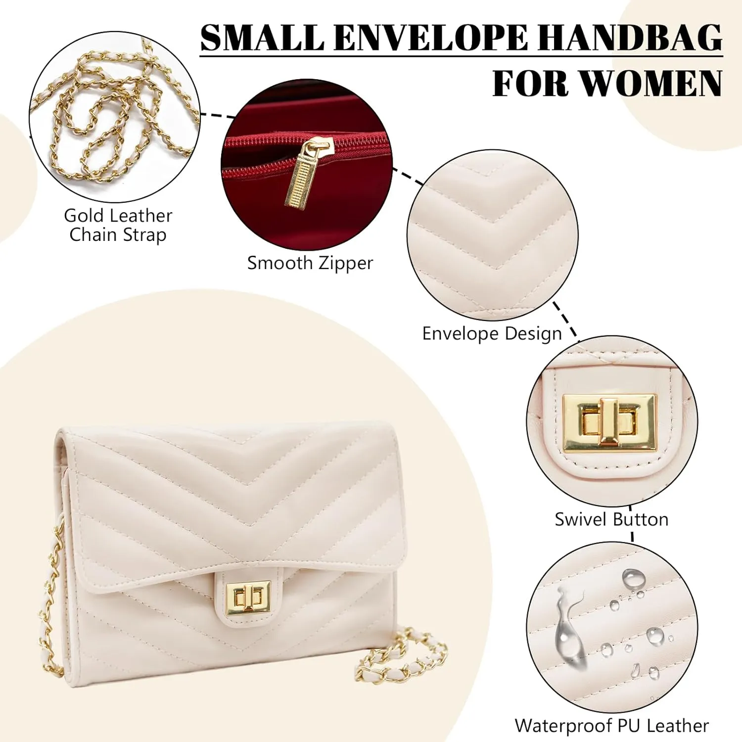 LJCZKA Small Envelope Crossbody Bags for Women Lightweight Crossbody Clutch Handbag with Chain Strap for Prom Party Evening