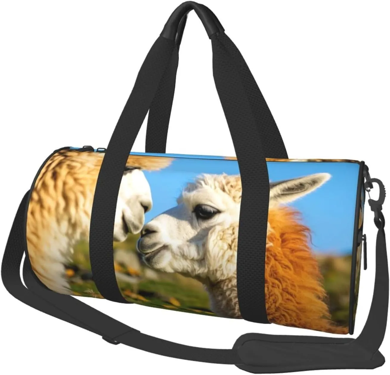 Llama And Alpaca Print Round Large Capacity Travel Luggage Bags,Men's and Women's Hand-Held Travel Clothing Bags