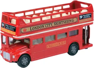 London Double Decker Bus Open Top, Red - Motormax 76008 - 4.75" Diecast Model Toy Car