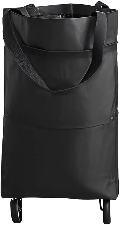Lotus Trolley Bags for Shopping Cart,Height Under 67 Inches,Foldable Shopping Cart Shopping Bag with Wheels and Zipper Reusable Grocery Bags Foldable. (Black)