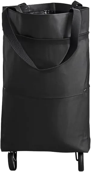 Lotus Trolley Bags for Shopping Cart,Height Under 67 Inches,Foldable Shopping Cart Shopping Bag with Wheels and Zipper Reusable Grocery Bags Foldable. (Black)