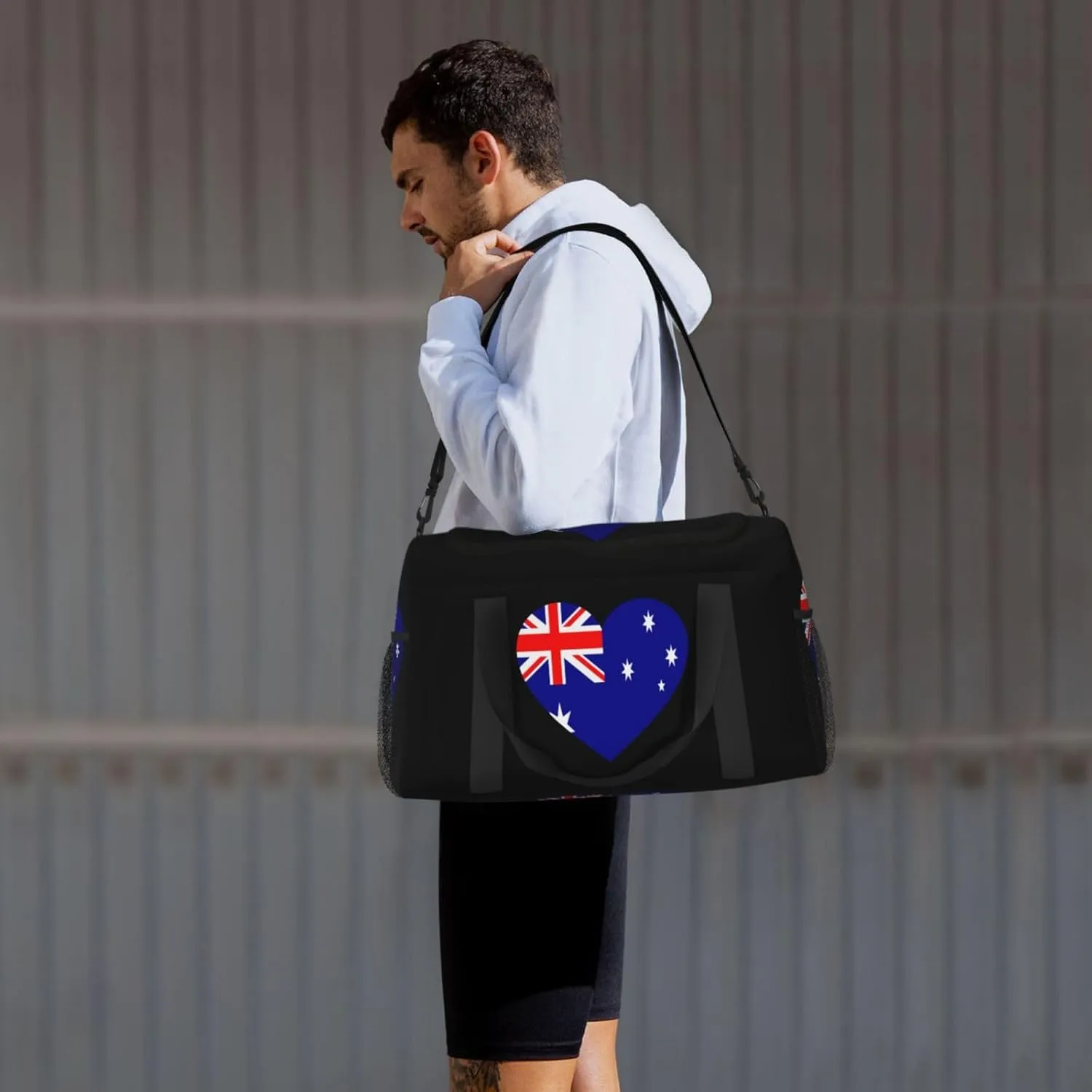 Love Australian Flag Travel Duffel Bag Large Foldable Waterproof Overnight Bag For Beach Swim Bags Pool Sports Gym