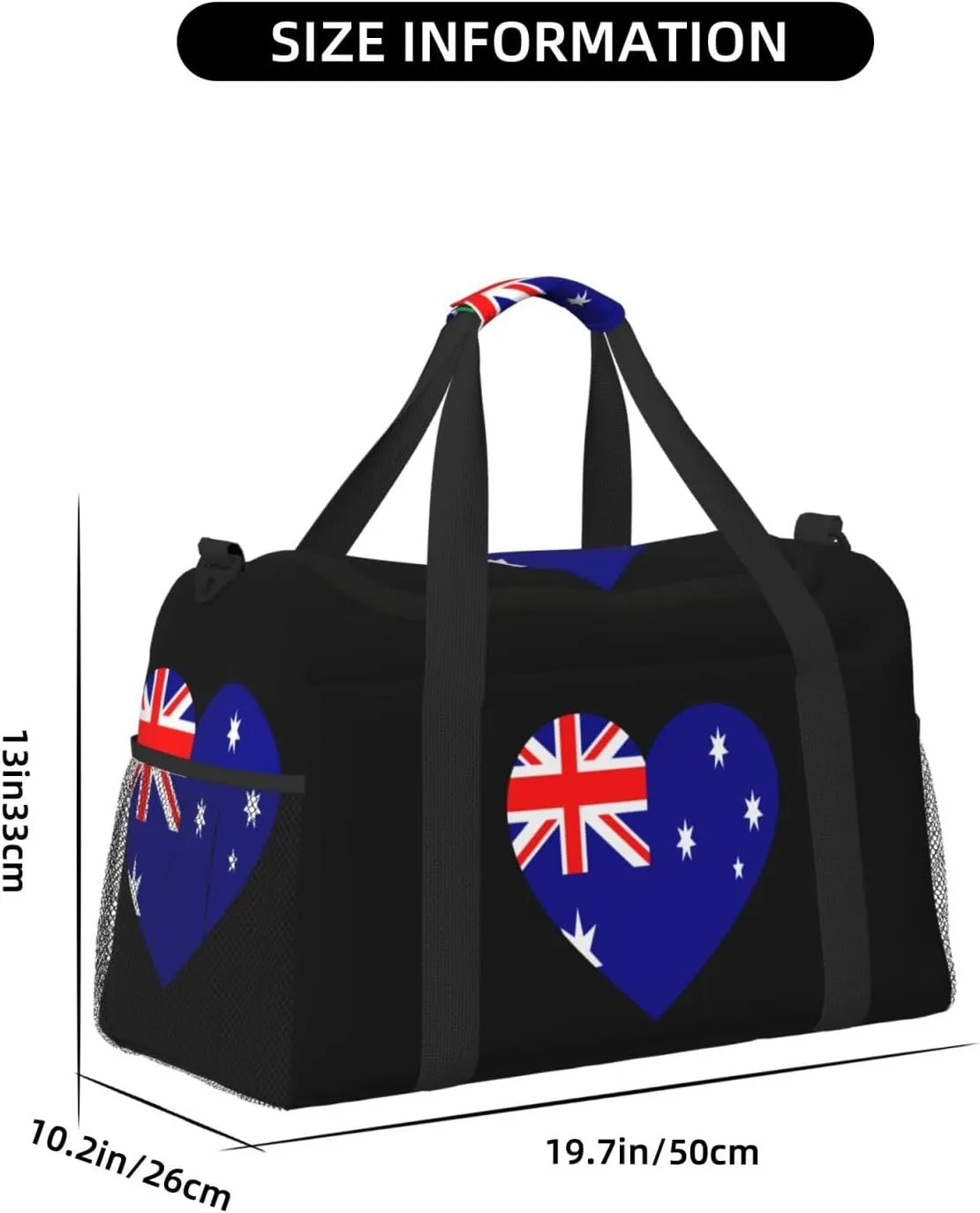 Love Australian Flag Travel Duffel Bag Large Foldable Waterproof Overnight Bag For Beach Swim Bags Pool Sports Gym