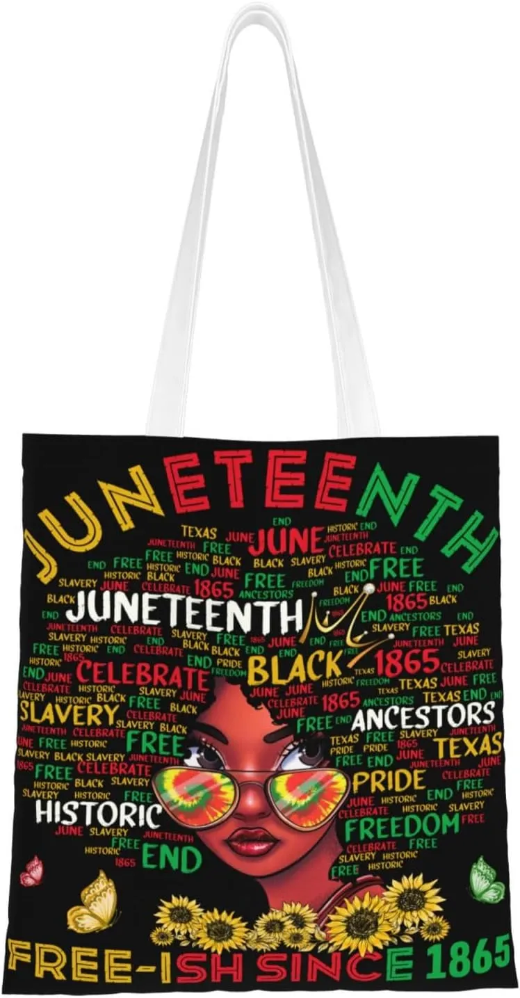 Love Sunflower Juneteenth Festival Tote Bag Reusable Shoulder Tote Bag For Women Lady Vacation, Shopping, Work