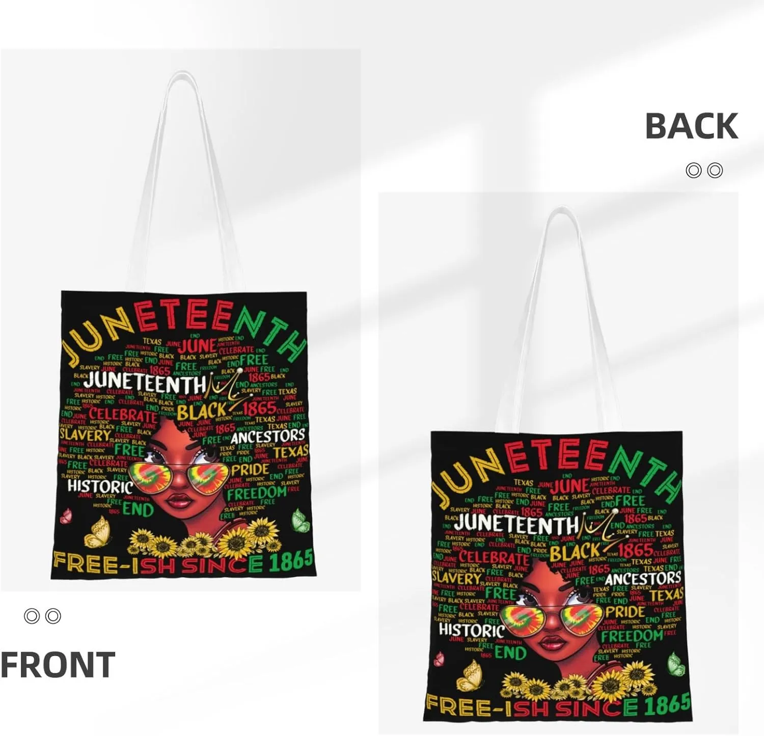 Love Sunflower Juneteenth Festival Tote Bag Reusable Shoulder Tote Bag For Women Lady Vacation, Shopping, Work