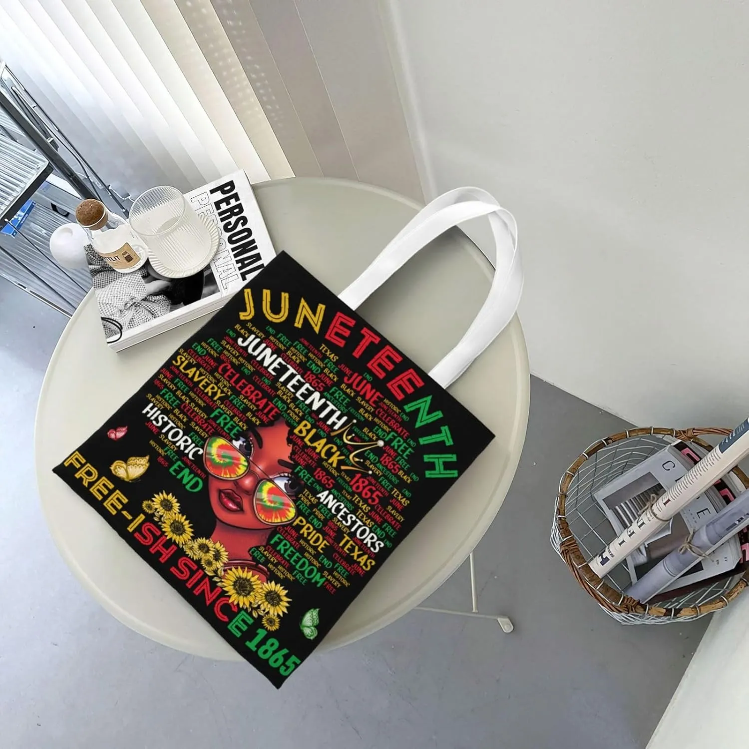 Love Sunflower Juneteenth Festival Tote Bag Reusable Shoulder Tote Bag For Women Lady Vacation, Shopping, Work