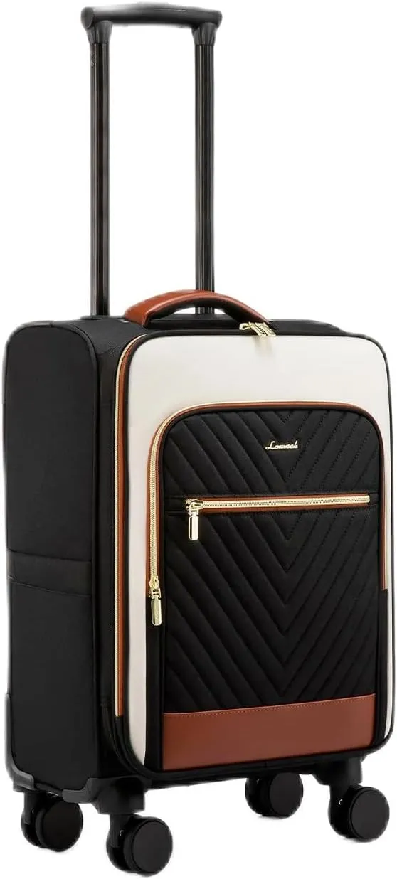 LOVEVOOK Carry On Luggage 22x14x9 Airline Approved, 21 Inch Softside Suitcases with Wheels, Lightweight Spinner Carry on Suitcase with TSA Lock