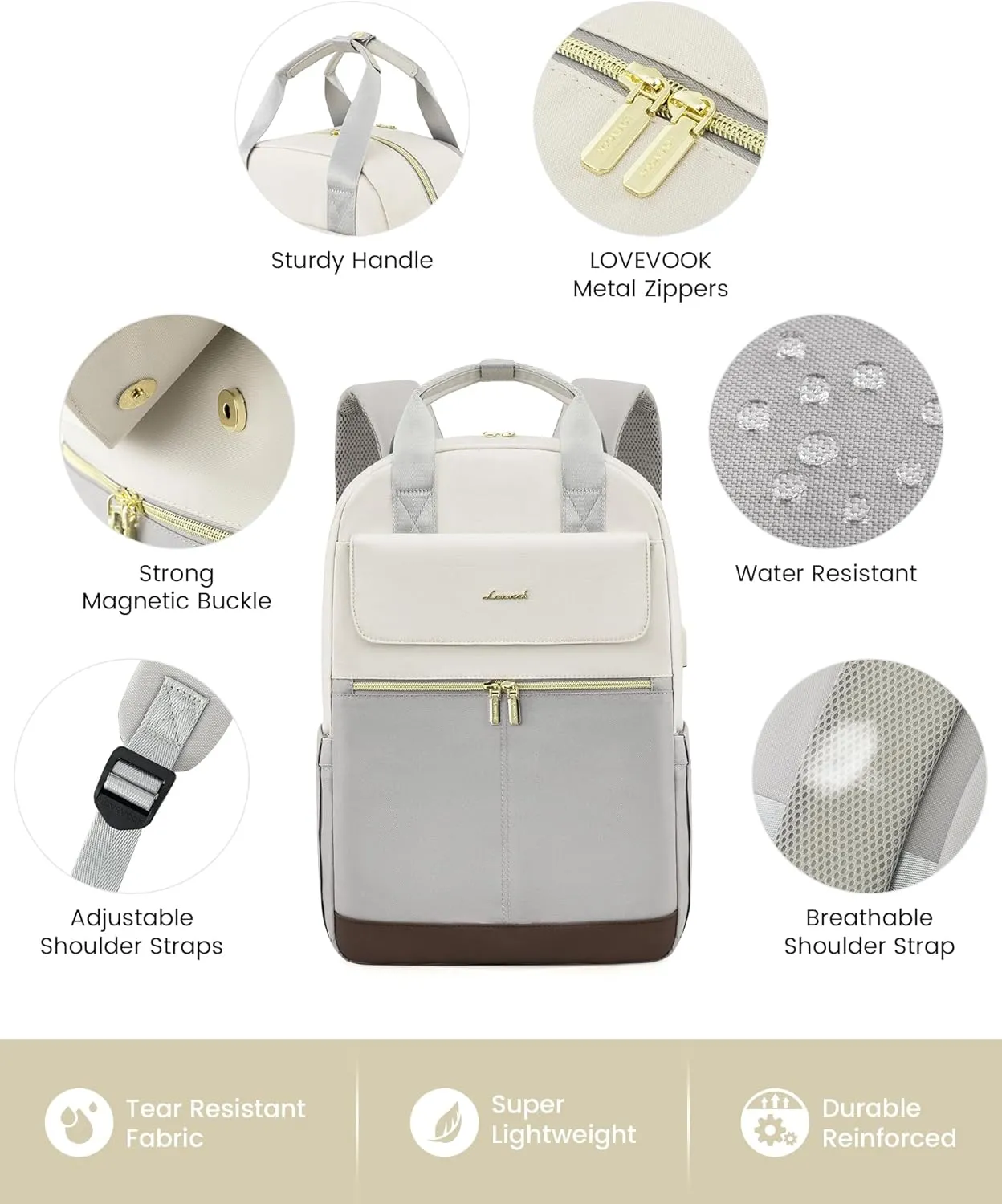 LOVEVOOK Laptop Backpack for Women, 17.3inch Laptop Bag with USB Port, Waterproof Travel Work Backpack Purse, Anti-Theft Backpacks Casual Computer Daypack Nurse Teacher Bag