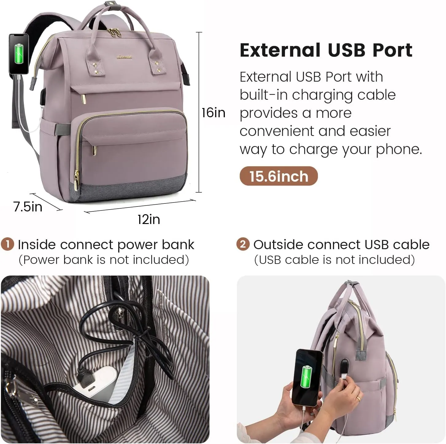 LOVEVOOK Laptop Backpack for Women Computer Backpack Purse 15.6 Inch Travel Work Nurse Teacher Bag Large Capacity Computer Backpack with USB Port