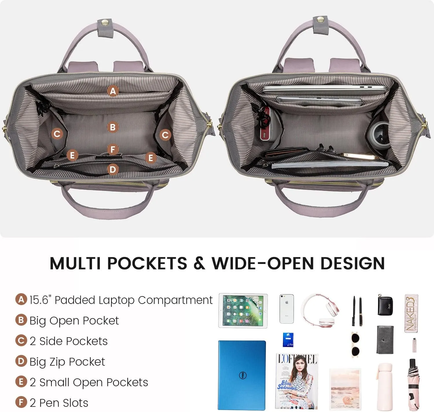 LOVEVOOK Laptop Backpack for Women Computer Backpack Purse 15.6 Inch Travel Work Nurse Teacher Bag Large Capacity Computer Backpack with USB Port