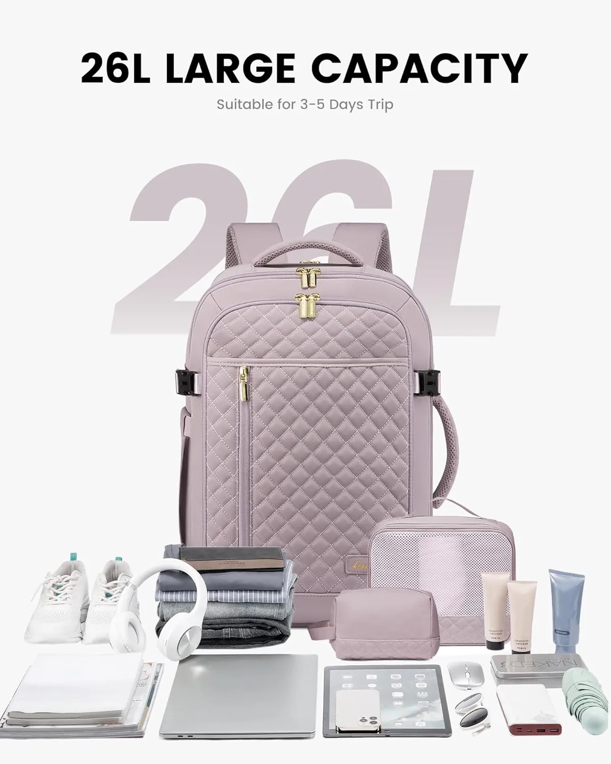 LOVEVOOK Travel Backpack for Women, Carry on Backpack for Airplanes,TSA Personal Item Travel Bag fits 15.6" Laptop,Travel Essentials Carry On Bag Flight Approved with 3 Packing Cubes