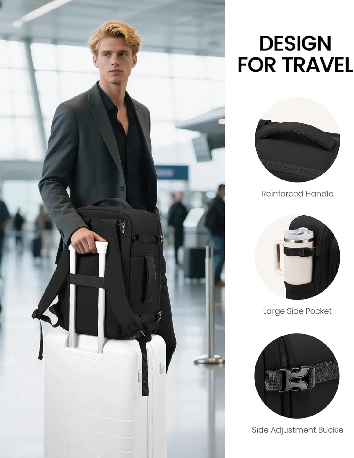 LOVEVOOK Travel Backpack For Women Men, 50L Carry On Backpack,18" Flight Approved Personal Item Travel Bag