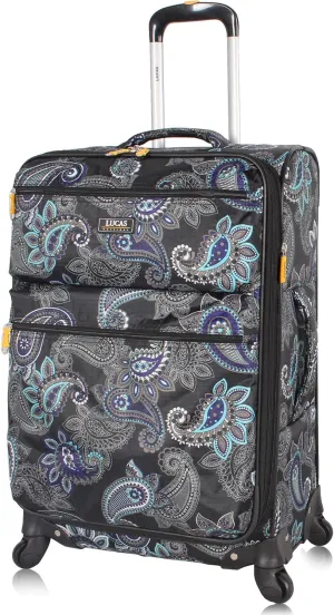Lucas Designer Luggage Carry On Collection - Expandable 20 Inch Suitcase - Durable Small Ultra Lightweight Bag with 4-Rolling Spinner Wheels (Diva)