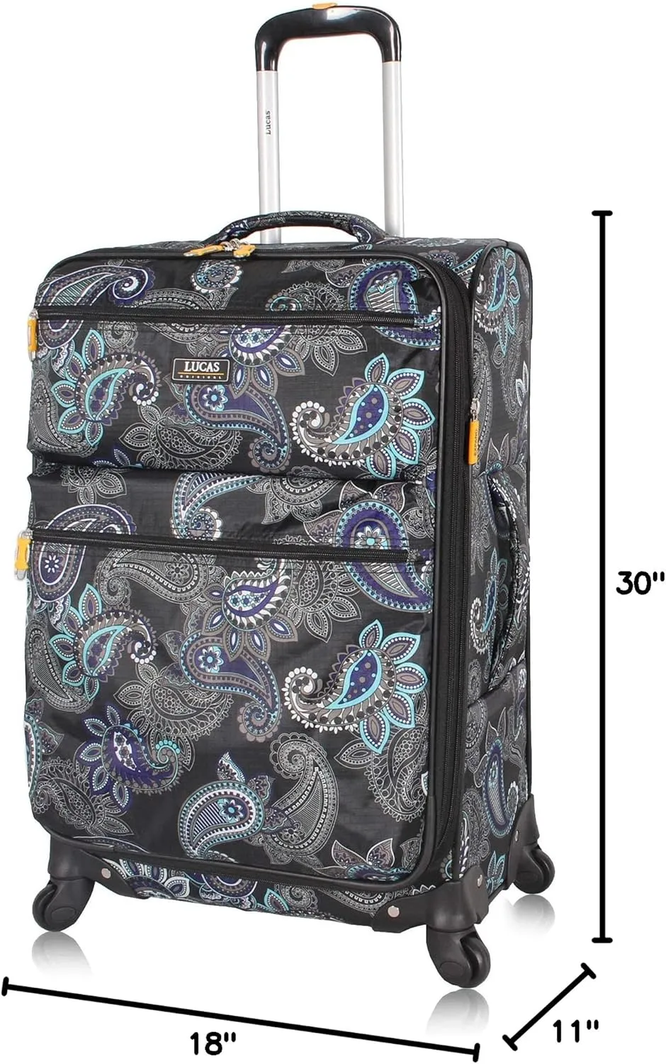 Lucas Designer Luggage - Expandable 28 Inch Softside Bag with Pattern- Durable Large Ultra Lightweight Checked Suitcase with 4-Rolling Spinner Wheels (Diva)