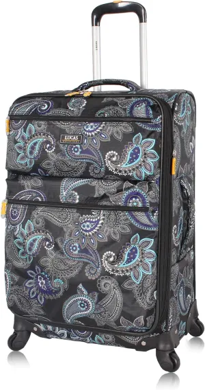 Lucas Designer Luggage - Expandable 28 Inch Softside Bag with Pattern- Durable Large Ultra Lightweight Checked Suitcase with 4-Rolling Spinner Wheels (Diva)