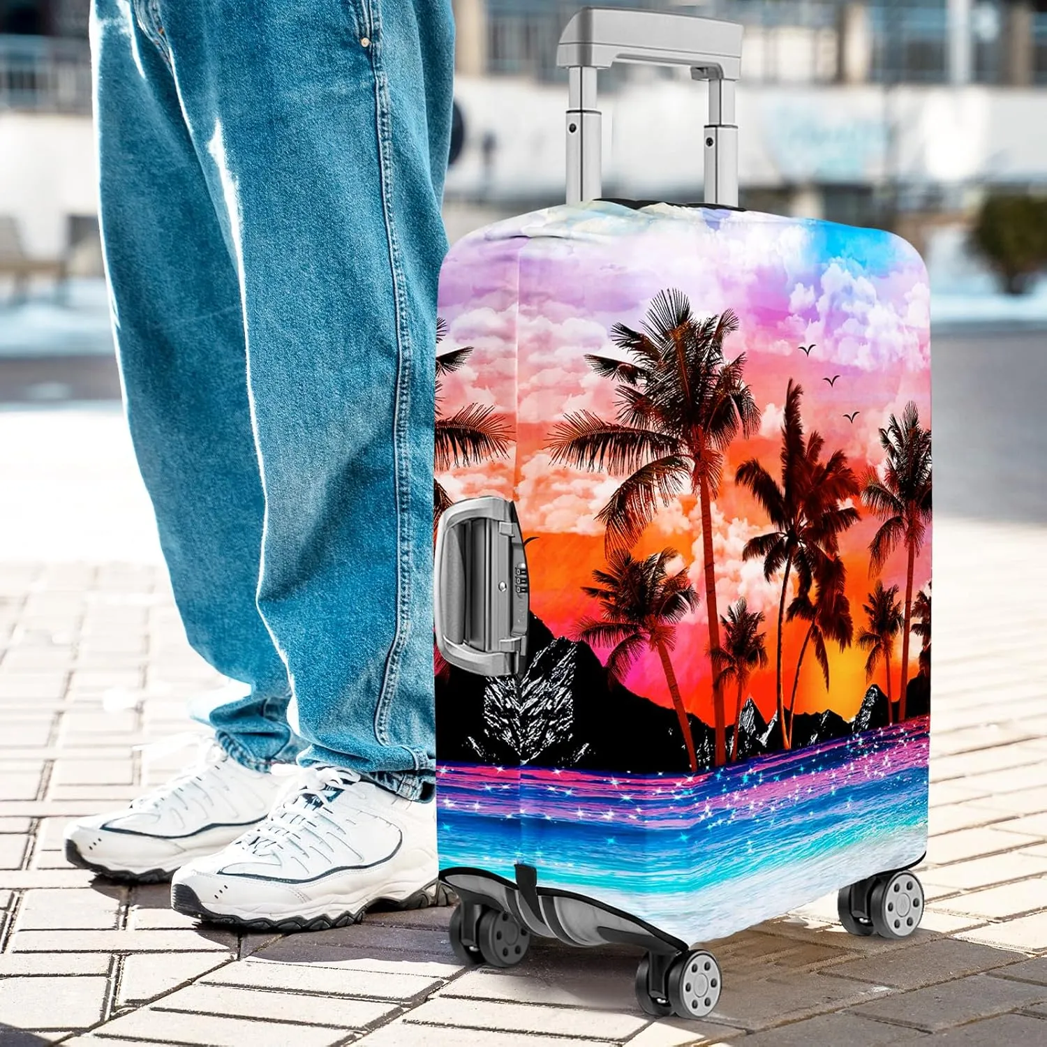Luggage Cover for Suitcase Elastic Suitcase Cover Protector, Carry On Luggage Sleeve Anti Scratch Travel Essentials Fits 20-22 Luggage