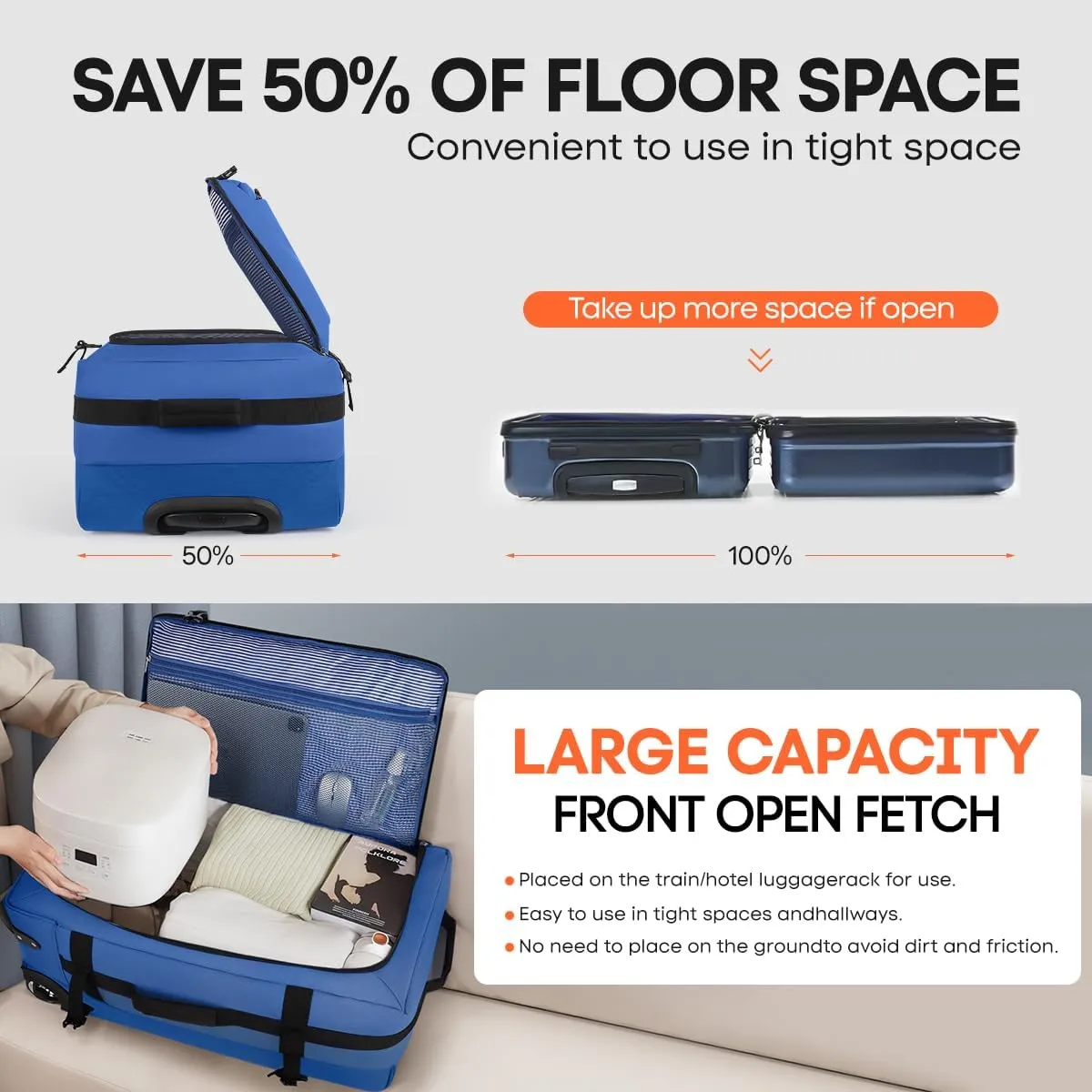 Luggage Sets 3 Piece,Rolling Duffle Bag w/Handle,Carry on Luggage Travel Duffle Bags for Man Women# Blue