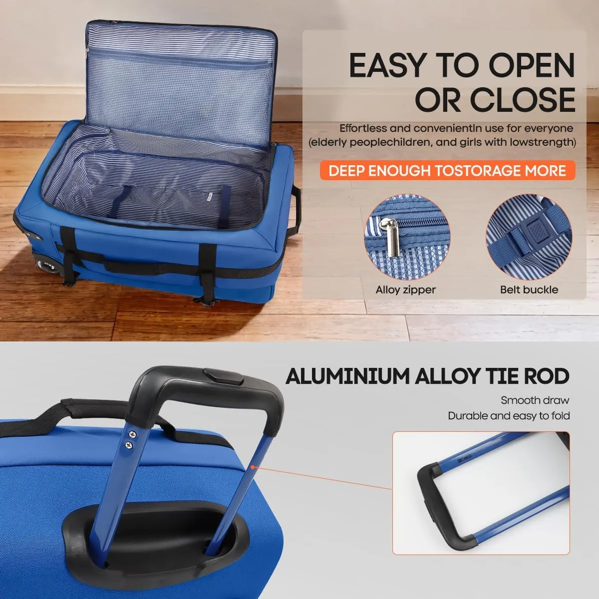 Luggage Sets 3 Piece,Rolling Duffle Bag w/Handle,Carry on Luggage Travel Duffle Bags for Man Women# Blue