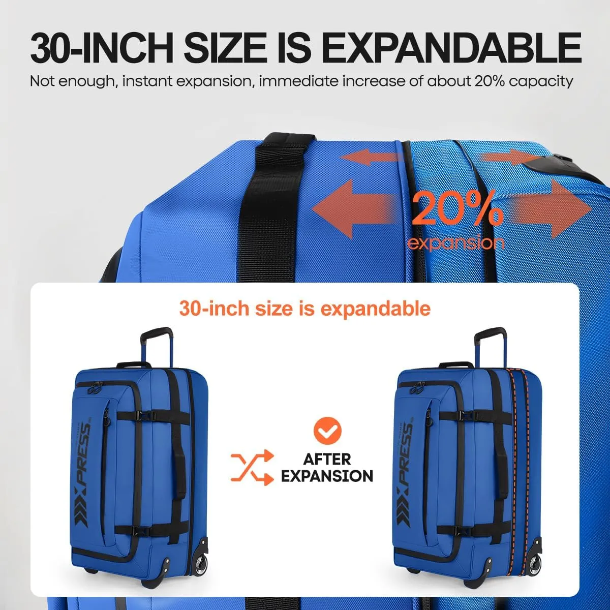Luggage Sets 3 Piece,Rolling Duffle Bag w/Handle,Carry on Luggage Travel Duffle Bags for Man Women# Blue