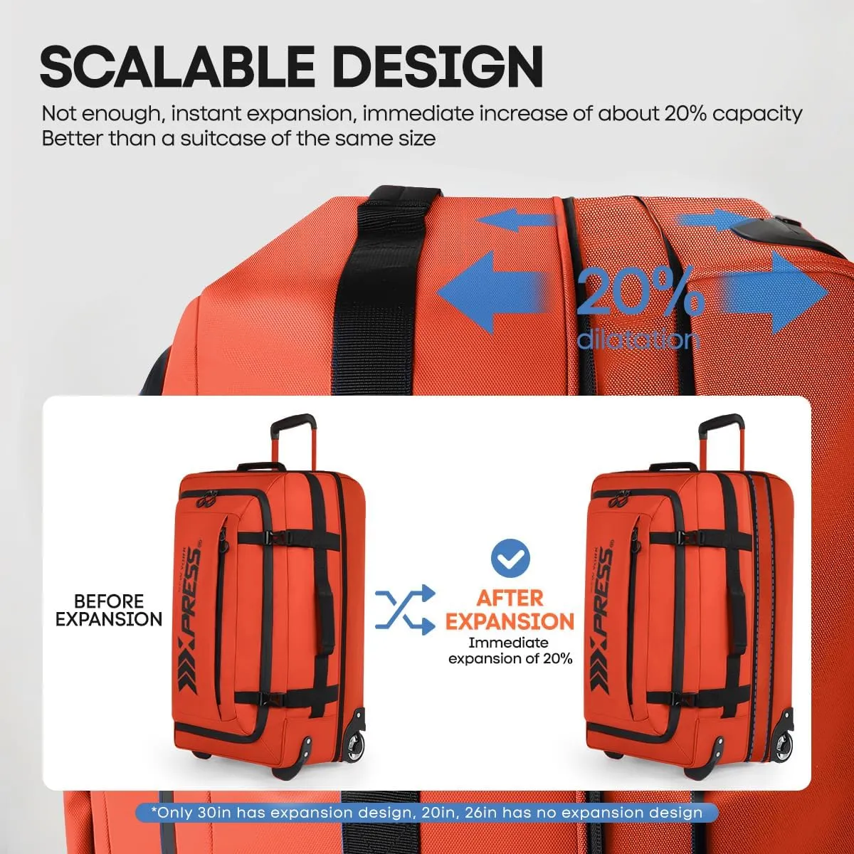 Luggage Sets 3 Piece,Rolling Duffle Bag w/Handle,Carry on Luggage Travel Duffle Bags for Man Women#Orange