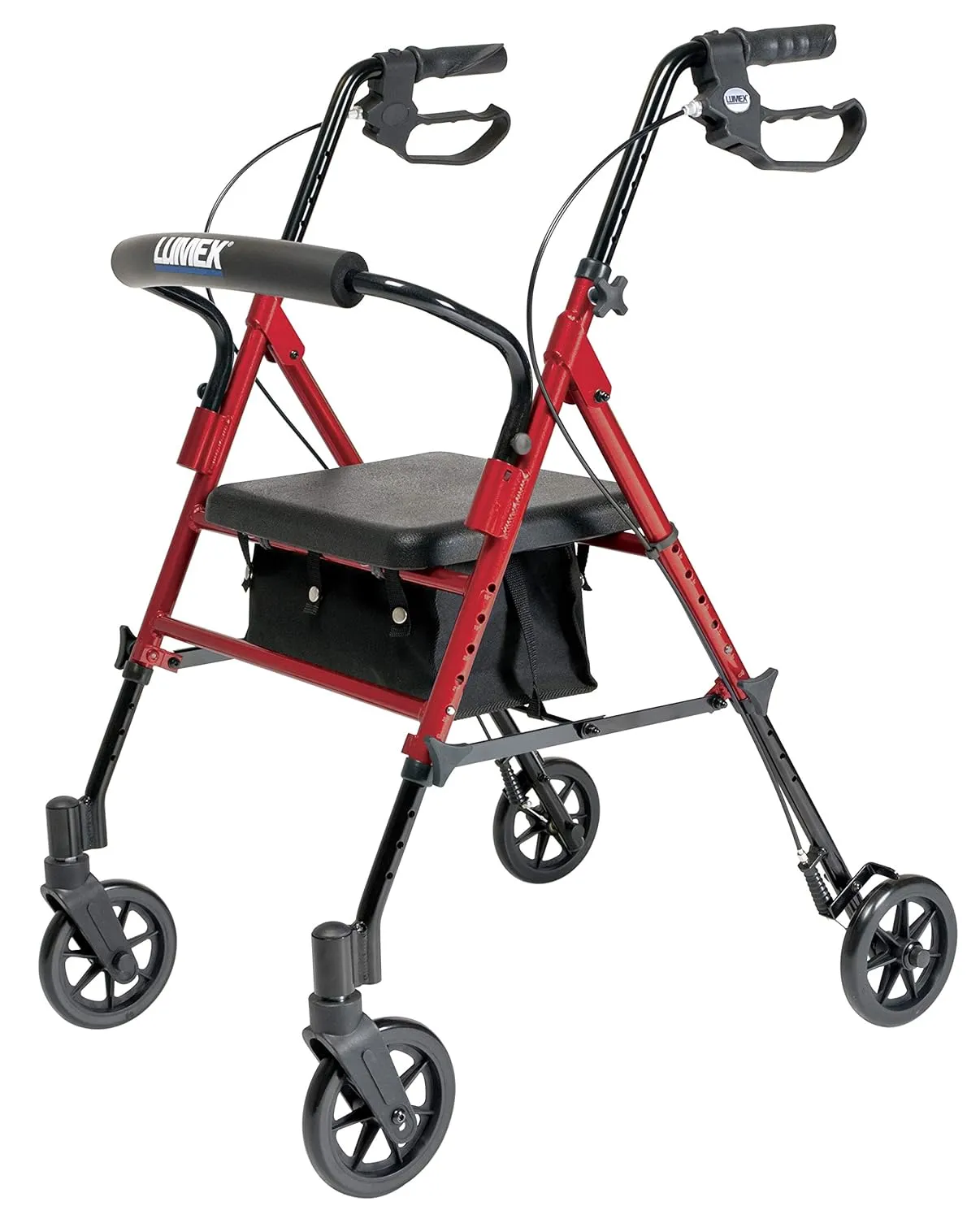 Lumex Set n' Go Rollator, Height-Adjustable, Rolling Walkers for Seniors with Seat, Burgundy