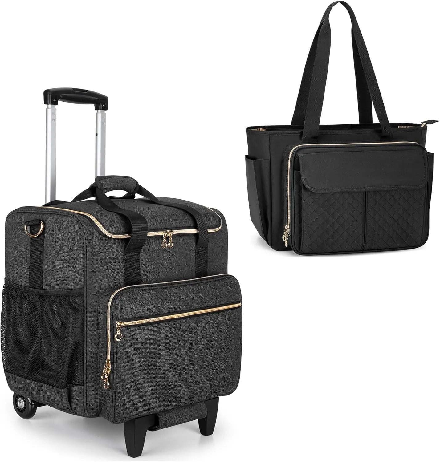 LUXJA Rolling Teacher Bag with Teacher Tote, Black