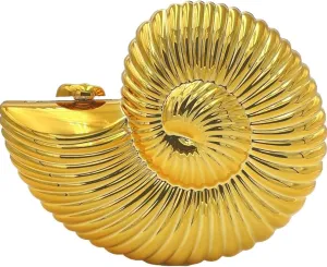 Luxury Aesthetic Sea Shell Pulse Clutch, Metallic Small Acrylic Handbag Gift Anniversary Wedding Party