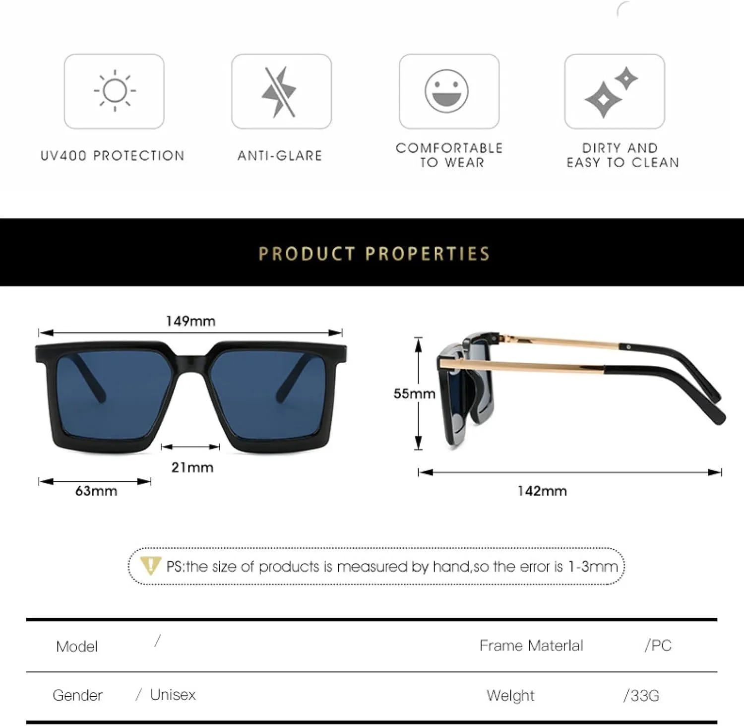 Luxury Big Frame Metal Sunglasses Women Men Fashion Classic Eyeglasses Travel Driving Shade Eyewear Uv400